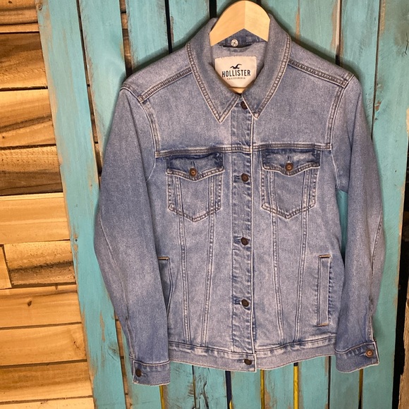 Hollister trucker jacket size medium light wash cotton elastane - Picture 1 of 8